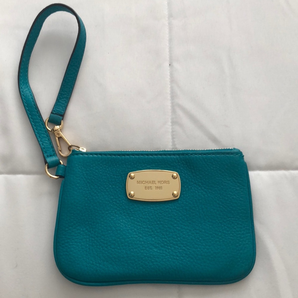 Pebbled Aqua Michael Kors Wristlet!
